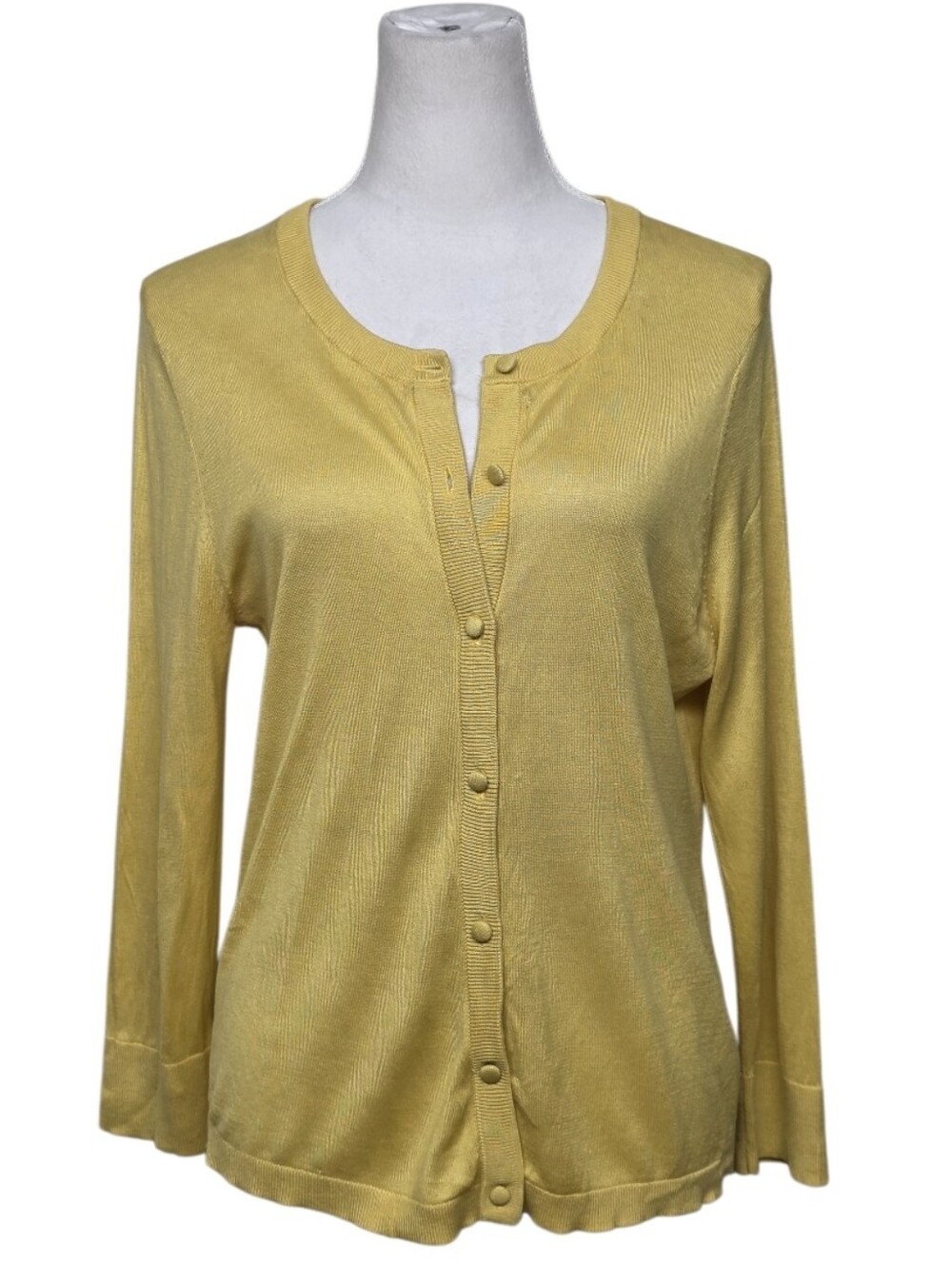 Kate Spade Sunny Yellow Button-Front Crewneck Cardigan Size Medium
